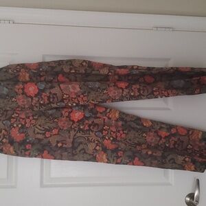 Peruvian Connection Ismena Black Floral Linen Pants - size 10